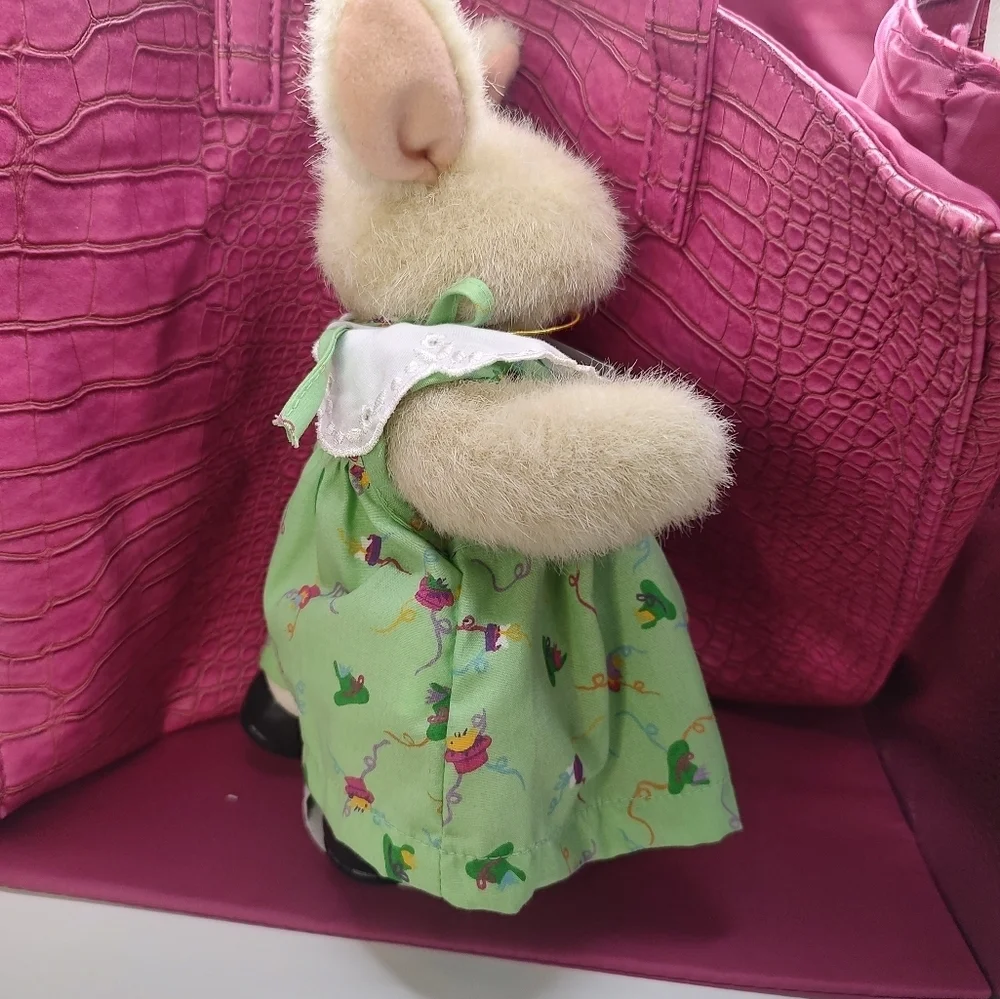 Hoppy Vanderhare Spring Bonnets Bunny Plush with Green Dress. Vintage 19…